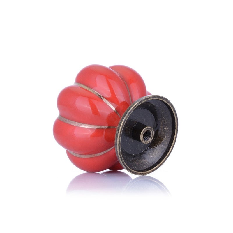 Wolfteeth 1-1/2 inch Multi-Color Ceramic Pumpkin Knobs - 6pc Set for Cabinets, Drawers & Dressers - Image 4